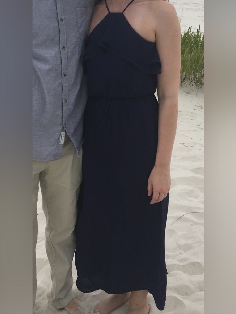 Lush Navy Ruffle Halter Maxi Dress - Picture 2 of 2